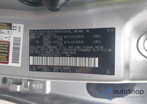 2024 Toyota Highlander Le z USA, uszkodzony, nr VIN 5TDKDRBH5RS536215